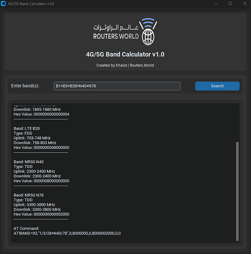 4G/5G Band Calculator v1.0